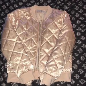 Light pink sheer bomber jacket